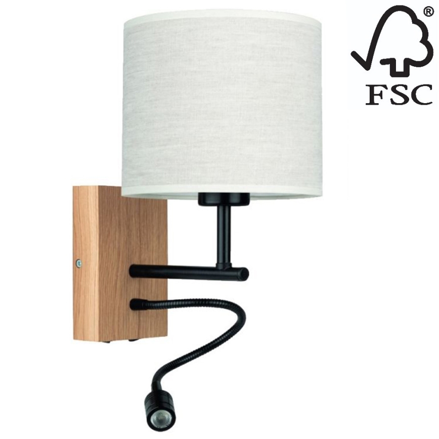 Vägglampa BOHO 1xE27/25W + LED/1W/230V ek – FSC certifierade