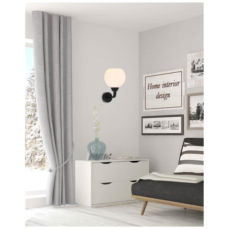 Vägglampa CALDERA 1xE27/60W/230V svart