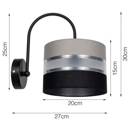 Vägglampa CORAL 1xE27/60W/230V svart/grå