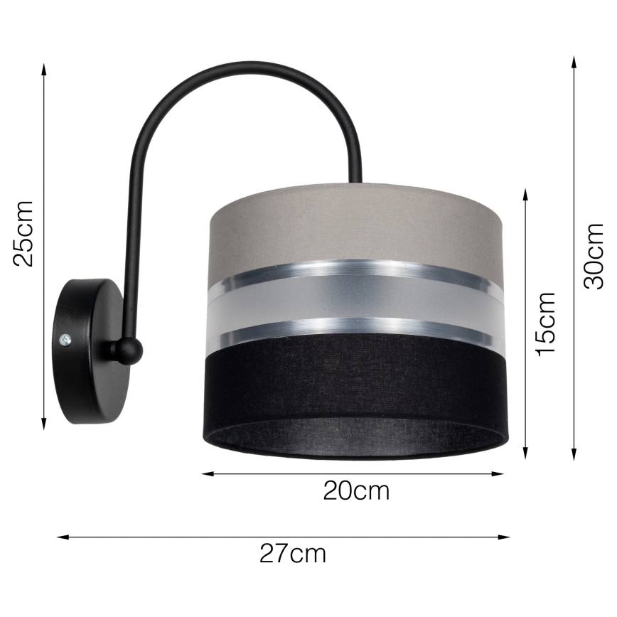 Vägglampa CORAL 1xE27/60W/230V svart/grå