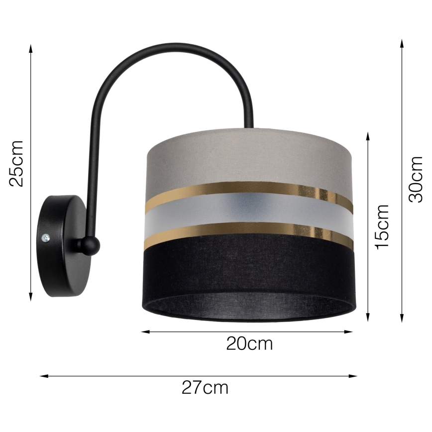 Vägglampa CORAL 1xE27/60W/230V svart/grå
