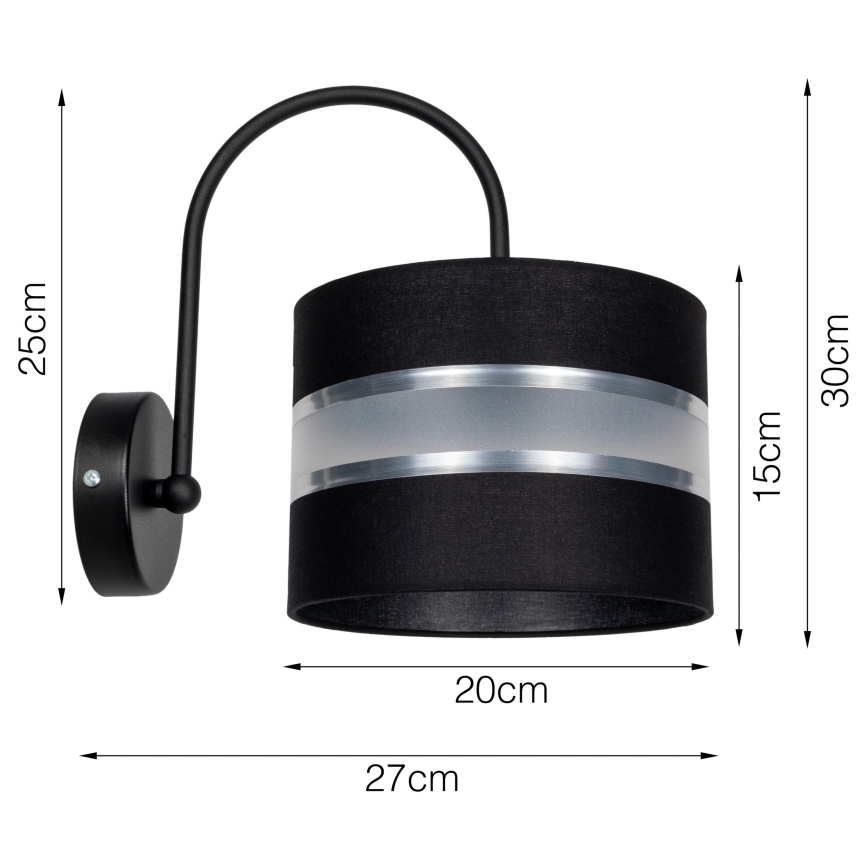 Vägglampa CORAL 1xE27/60W/230V svart