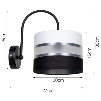 Vägglampa CORAL 1xE27/60W/230V svart/vit