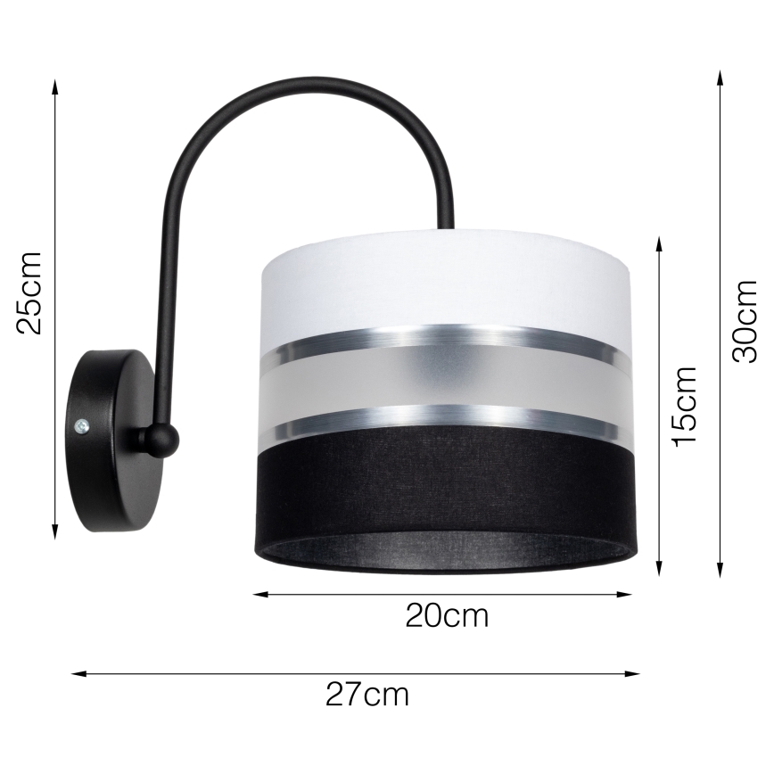 Vägglampa CORAL 1xE27/60W/230V svart/vit