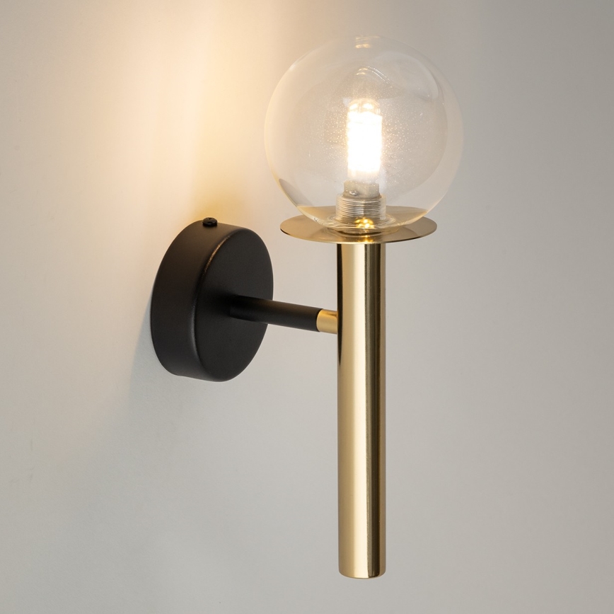 Vägglampa DAISY 1xG9/12W/230V guld/svart/genomskinlig
