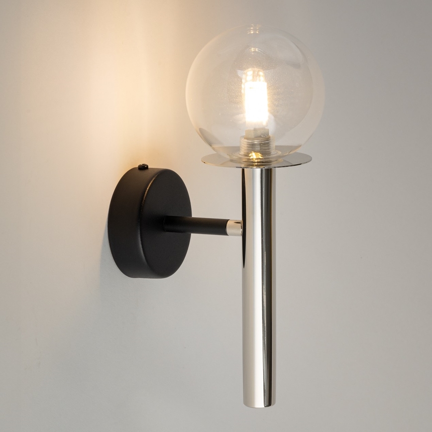 Vägglampa DAISY 1xG9/12W/230V skinande krom/svart/genomskinlig