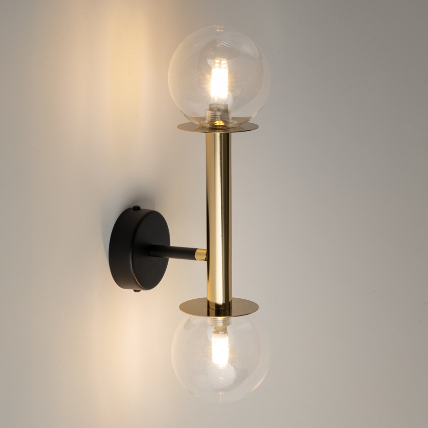 Vägglampa DAISY 2xG9/12W/230V guld/svart/genomskinlig