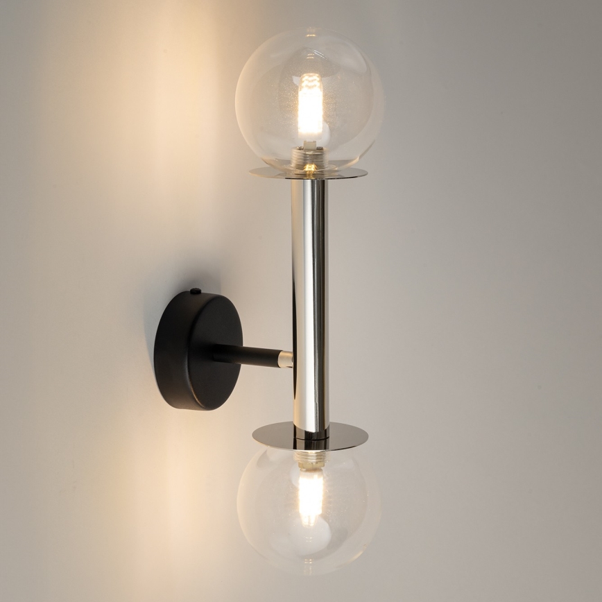 Vägglampa DAISY 2xG9/12W/230V skinande krom/svart/genomskinlig