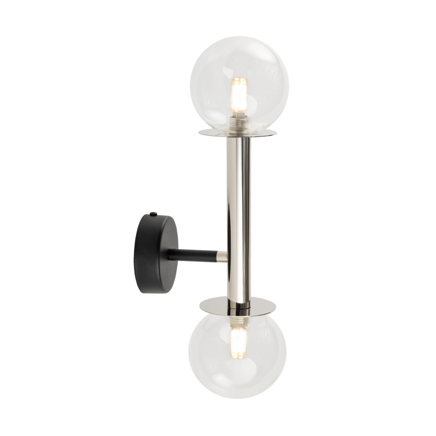 Vägglampa DAISY 2xG9/12W/230V skinande krom/svart/genomskinlig
