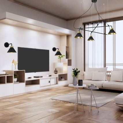 Vägglampa DEMET 1xE27/60W/230V svart/guld