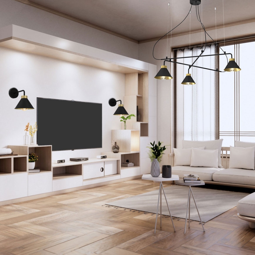 Vägglampa DEMET 1xE27/60W/230V svart/guld