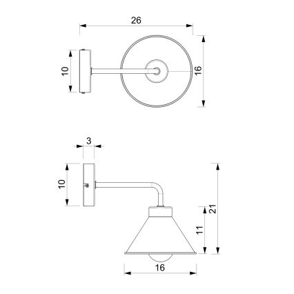Vägglampa DEMET 1xE27/60W/230V svart/guld