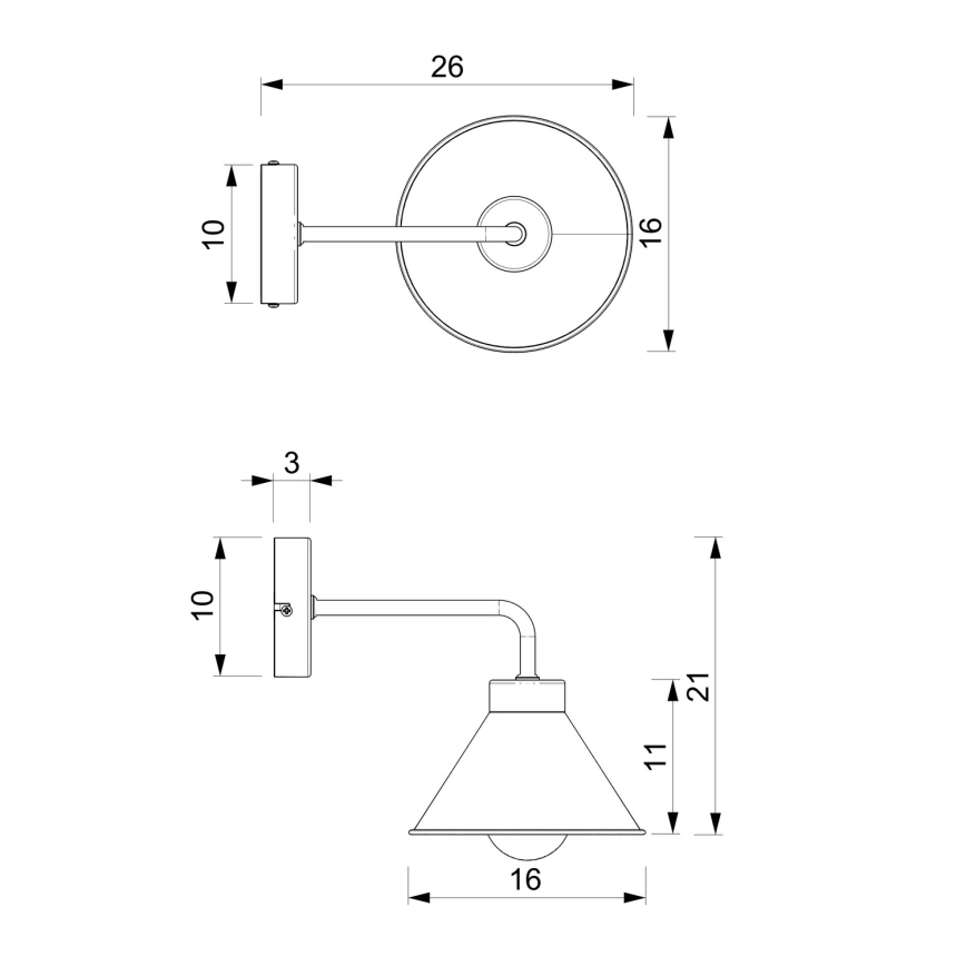 Vägglampa DEMET 1xE27/60W/230V svart/guld
