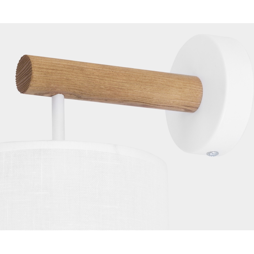 Vägglampa  DEVA 1xE27/60W/230V vit /trä