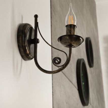 Vägglampa DONATO 1xE14x40W/230V patina