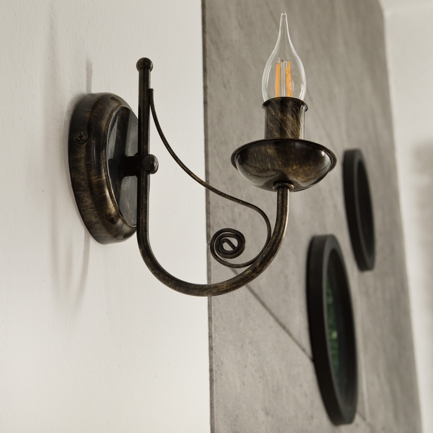 Vägglampa DONATO 1xE14x40W/230V patina
