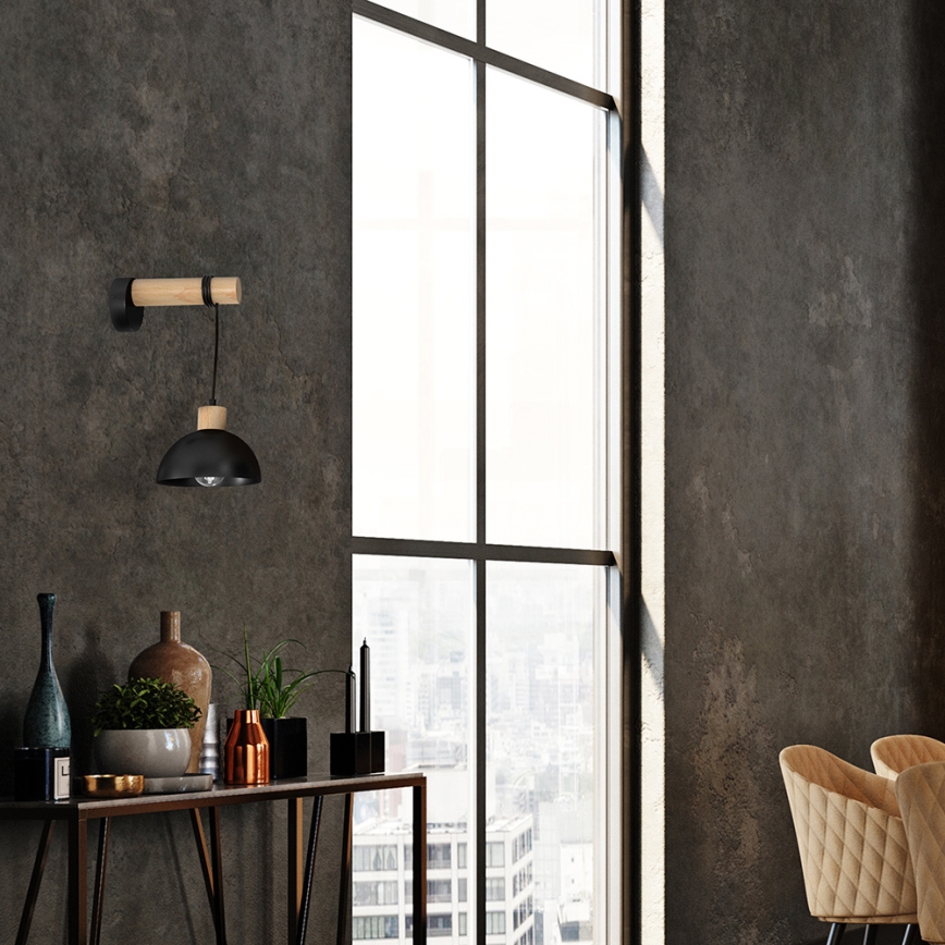 Vägglampa  ERIK 1xE27/60W/230V beige /svart 
