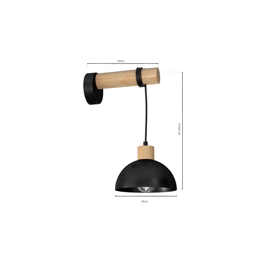Vägglampa  ERIK 1xE27/60W/230V beige /svart 