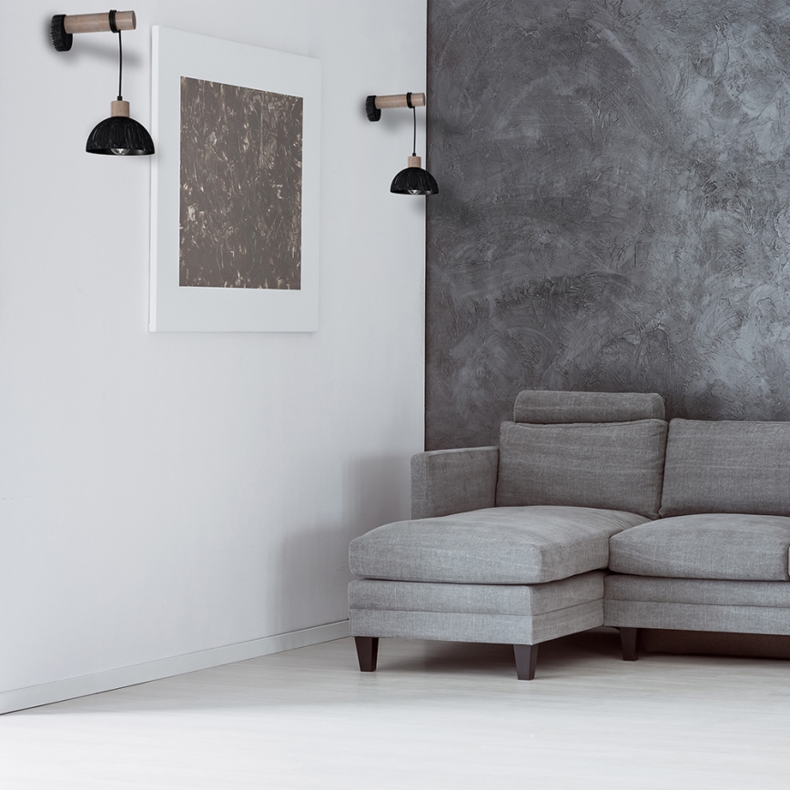 Vägglampa  ERIK 1xE27/60W/230V brun /svart 