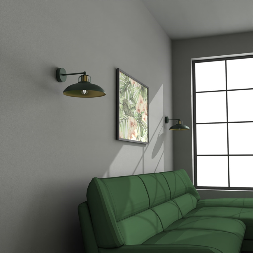 Vägglampa  FELIX 1xE27/60W/230V grön