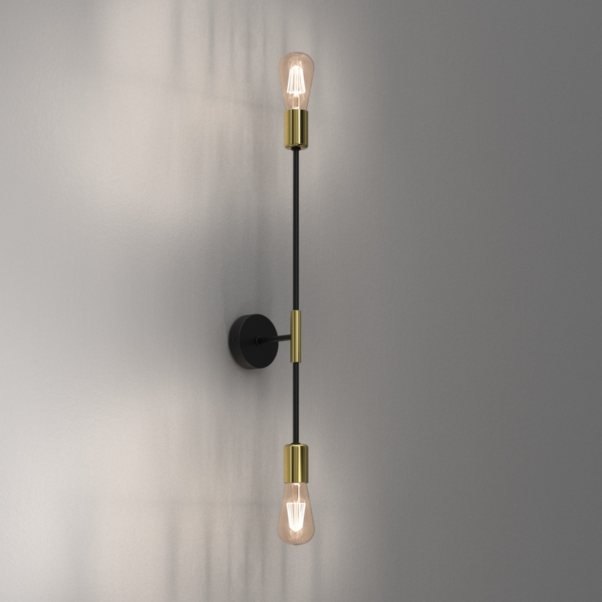 Vägglampa FLAME 2xE27/60W/230V svart/guld