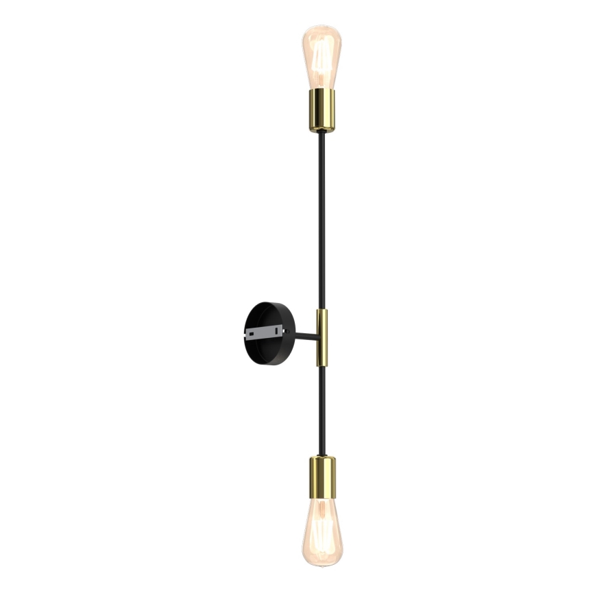 Vägglampa FLAME 2xE27/60W/230V svart/guld