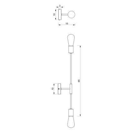 Vägglampa FLAME 2xE27/60W/230V svart/guld