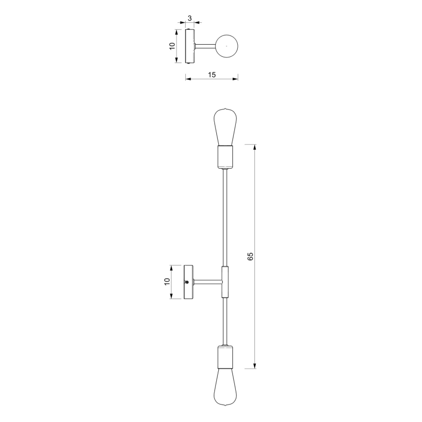 Vägglampa FLAME 2xE27/60W/230V svart/guld