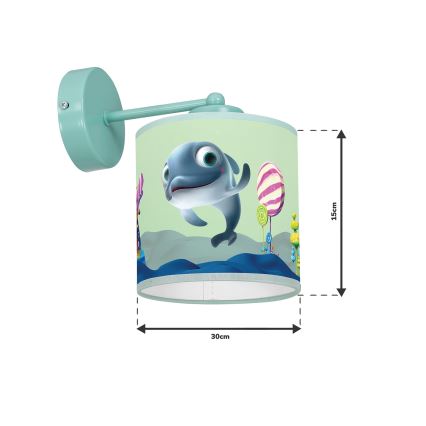 Vägglampa för barn  DOLPHIN 1xE27/60W/230V