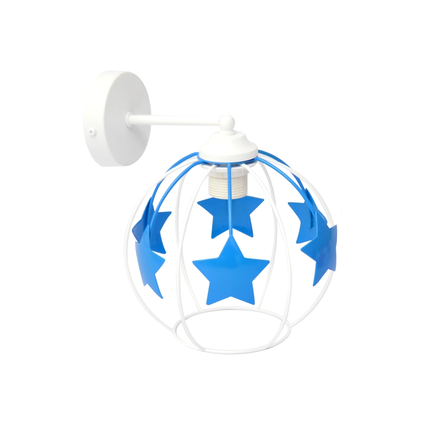 Vägglampa för barn STARS 1xE27/15W/230V blå/vit