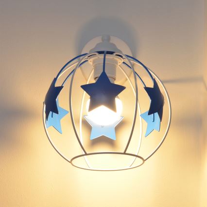 Vägglampa för barn STARS 1xE27/15W/230V blå/vit