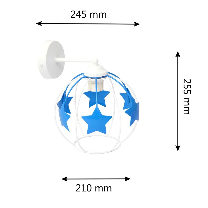 Vägglampa för barn STARS 1xE27/15W/230V blå/vit