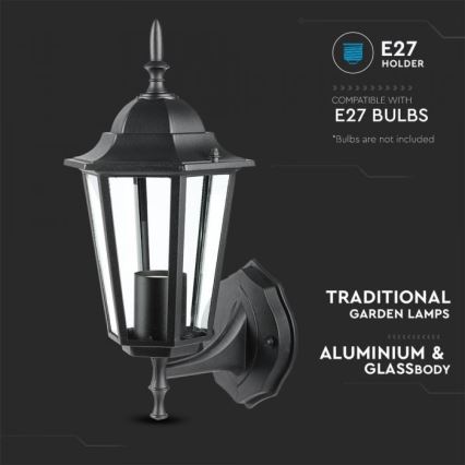 Vägglampa för utomhusbruk 1xE27/40W/230V IP44 svart