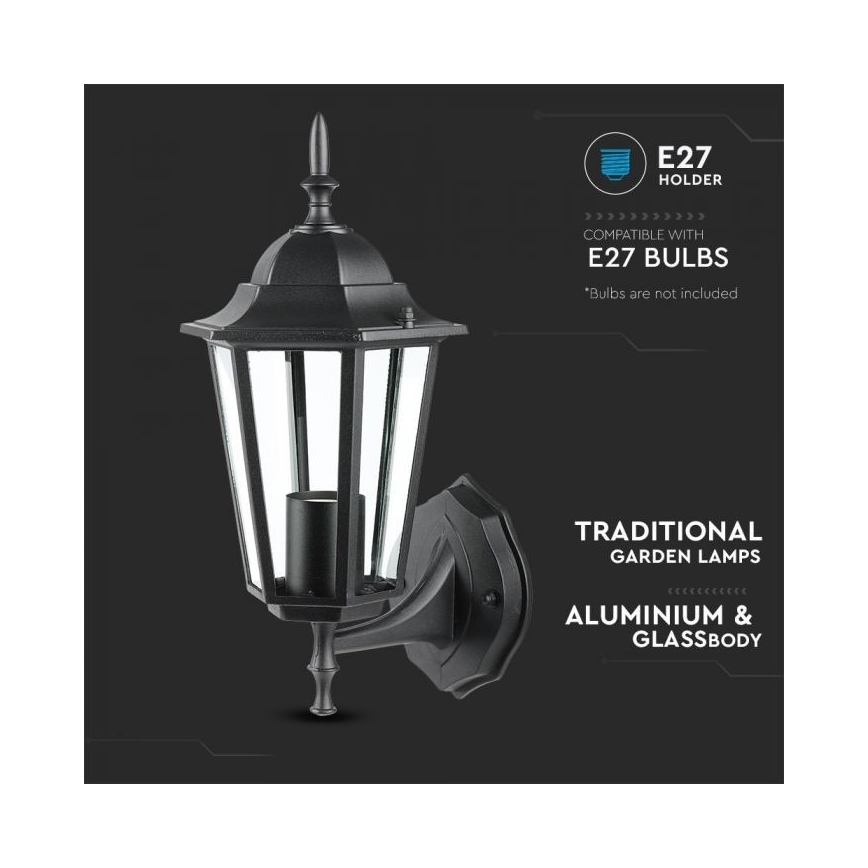 Vägglampa för utomhusbruk 1xE27/40W/230V IP44 svart