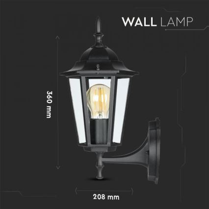 Vägglampa för utomhusbruk 1xE27/40W/230V IP44 svart