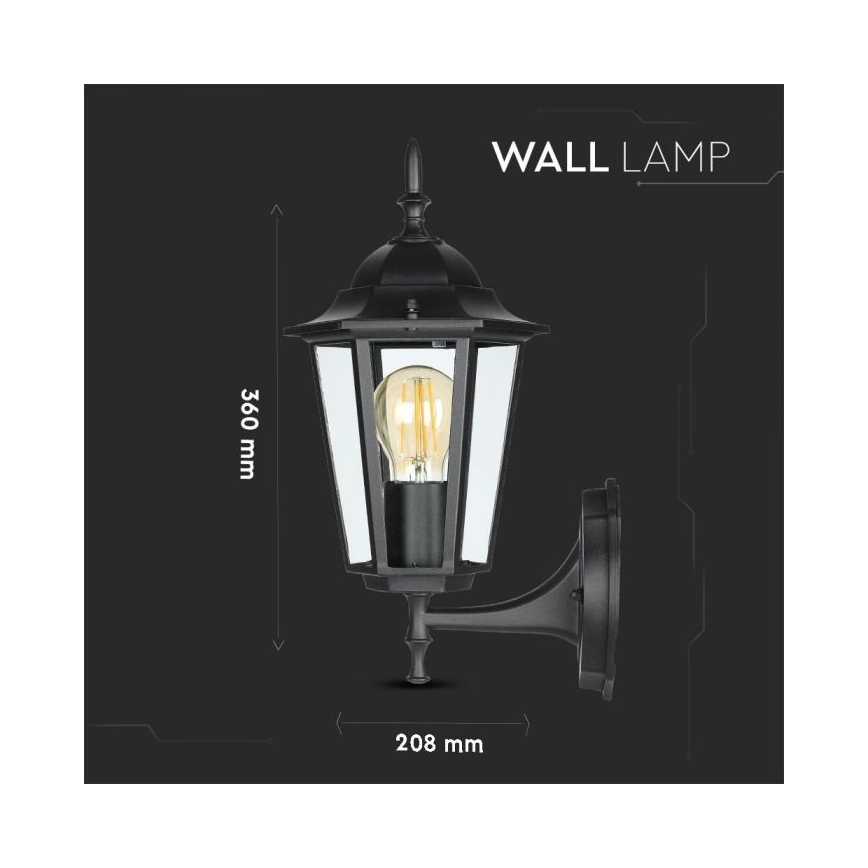 Vägglampa för utomhusbruk 1xE27/40W/230V IP44 svart