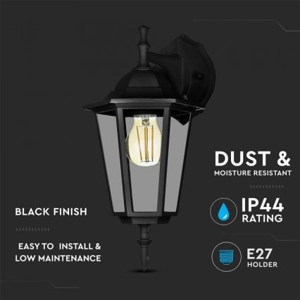Vägglampa för utomhusbruk 1xE27/40W/230V IP44 svart