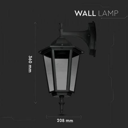 Vägglampa för utomhusbruk 1xE27/40W/230V IP44 svart