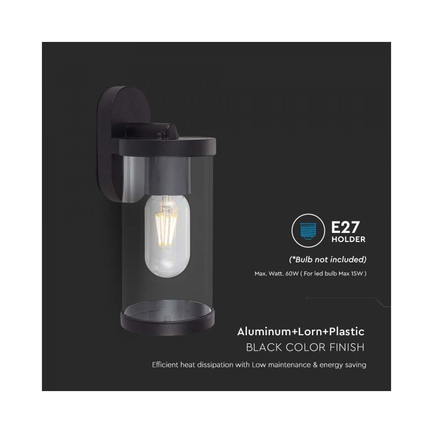 Vägglampa för utomhusbruk 1xE27/60W/230V IP44 svart