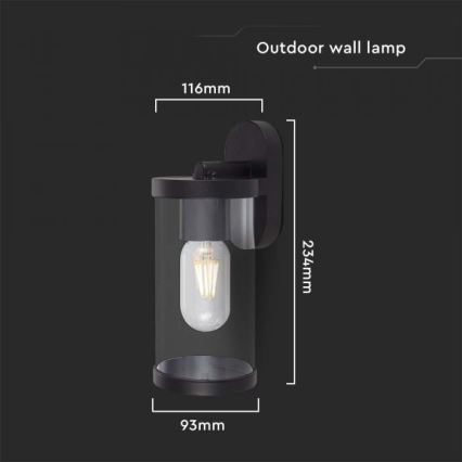 Vägglampa för utomhusbruk 1xE27/60W/230V IP44 svart