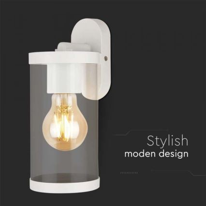 Vägglampa för utomhusbruk 1xE27/60W/230V IP44 vit