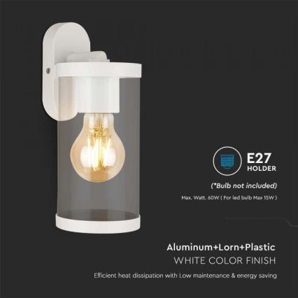 Vägglampa för utomhusbruk 1xE27/60W/230V IP44 vit