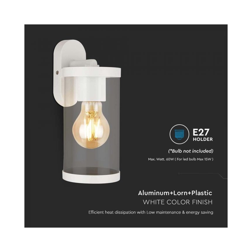 Vägglampa för utomhusbruk 1xE27/60W/230V IP44 vit