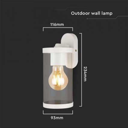 Vägglampa för utomhusbruk 1xE27/60W/230V IP44 vit