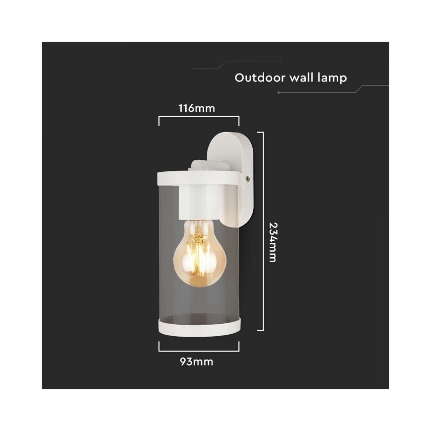 Vägglampa för utomhusbruk 1xE27/60W/230V IP44 vit