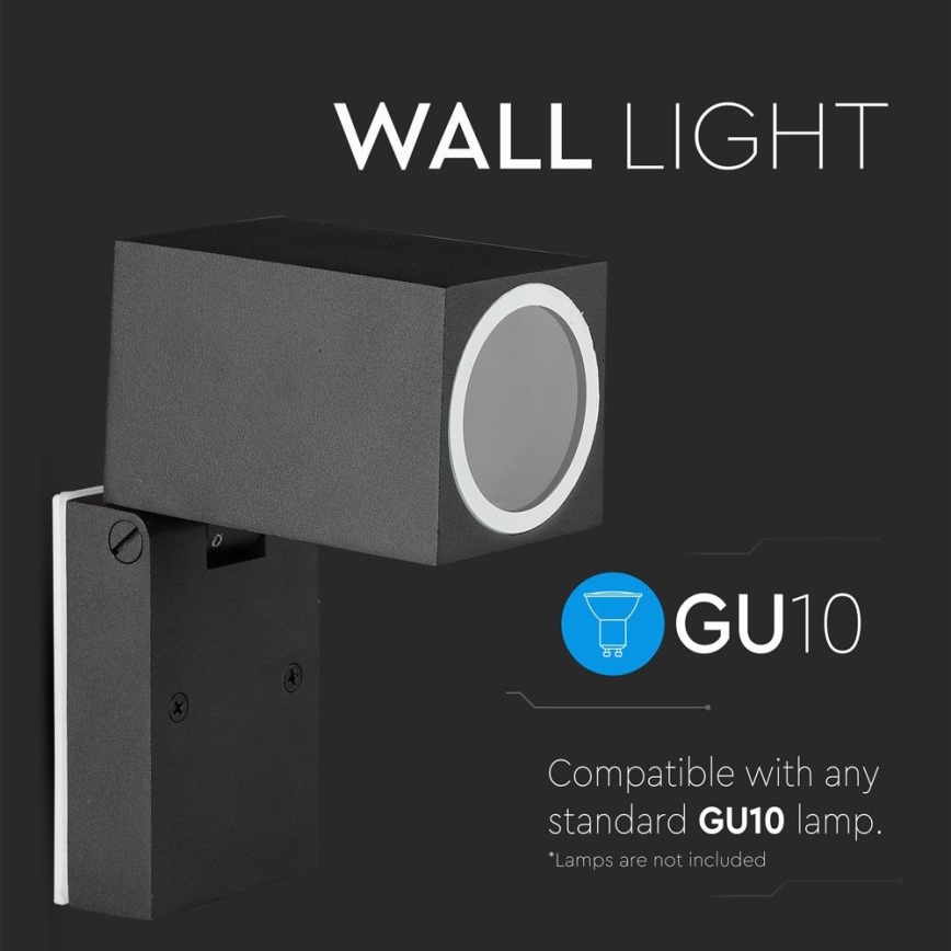 Vägglampa för utomhusbruk 1xGU10/35W/230V IP44 svart