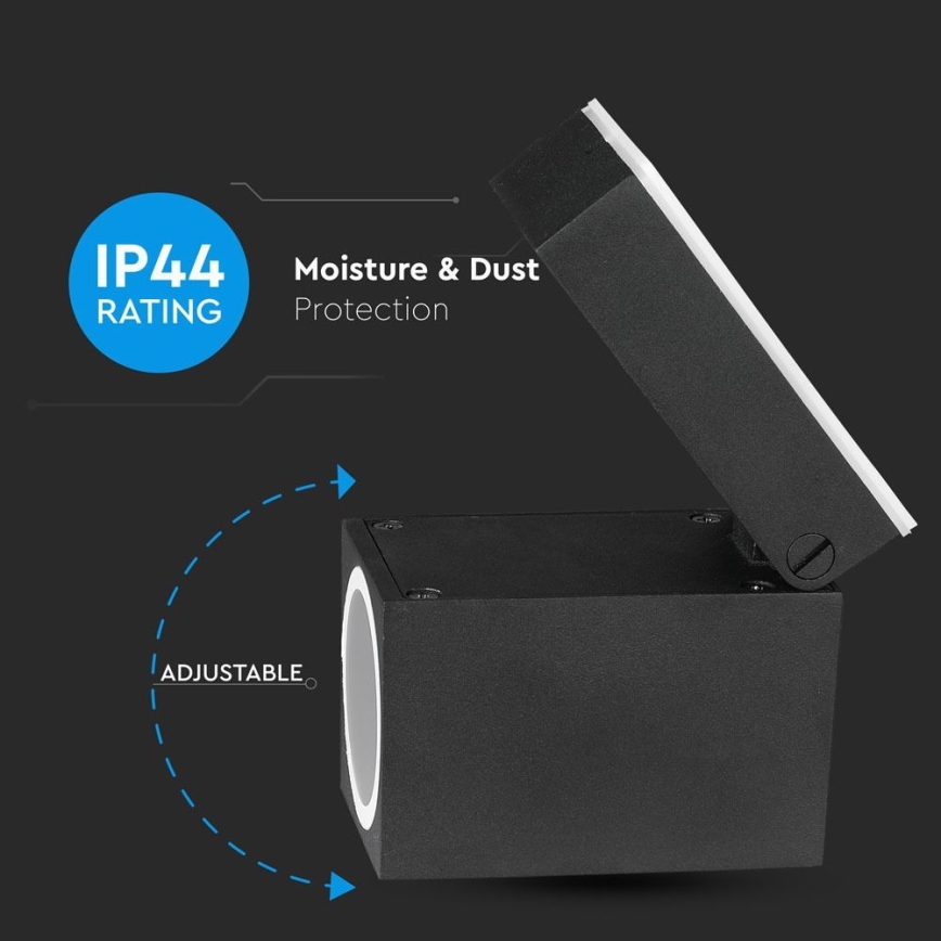 Vägglampa för utomhusbruk 1xGU10/35W/230V IP44 svart