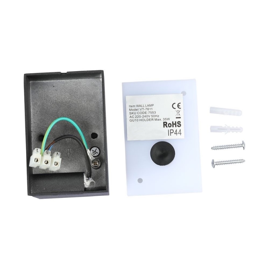 Vägglampa för utomhusbruk 1xGU10/35W/230V IP44 svart