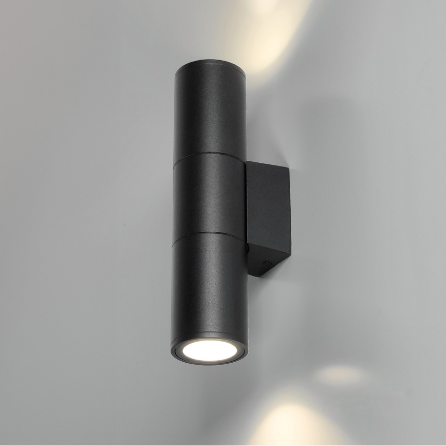 Vägglampa för utomhusbruk 2xGU10/35W/230V IP54 rund svart