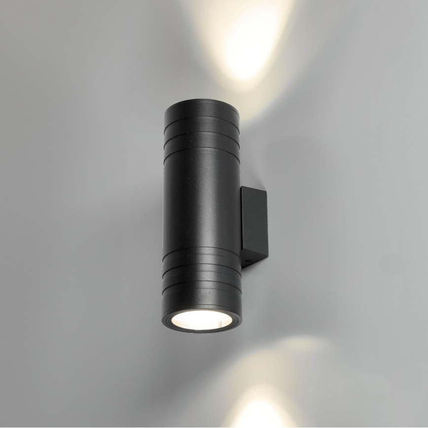 Vägglampa för utomhusbruk 2xGU10/35W/230V IP54 rund svart